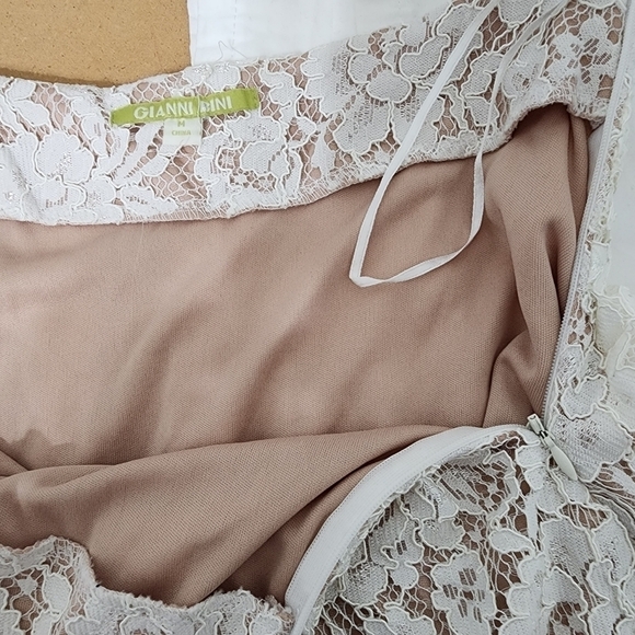 Gianni Bini Lace Pleated Cream Boho Skirt Size M - Picture 10 of 11